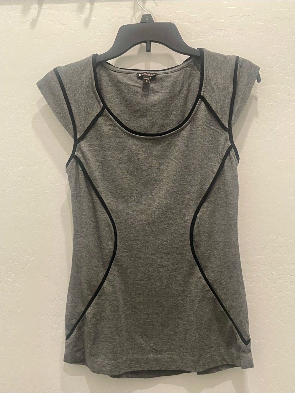 Express Gray Tank Top with Black Piping